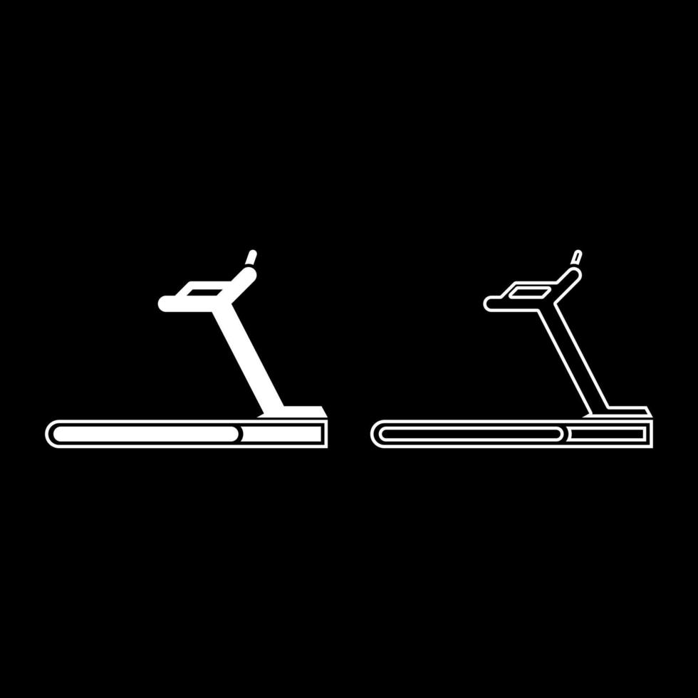 Treadmill machine icon set white color illustration flat style simple image vector