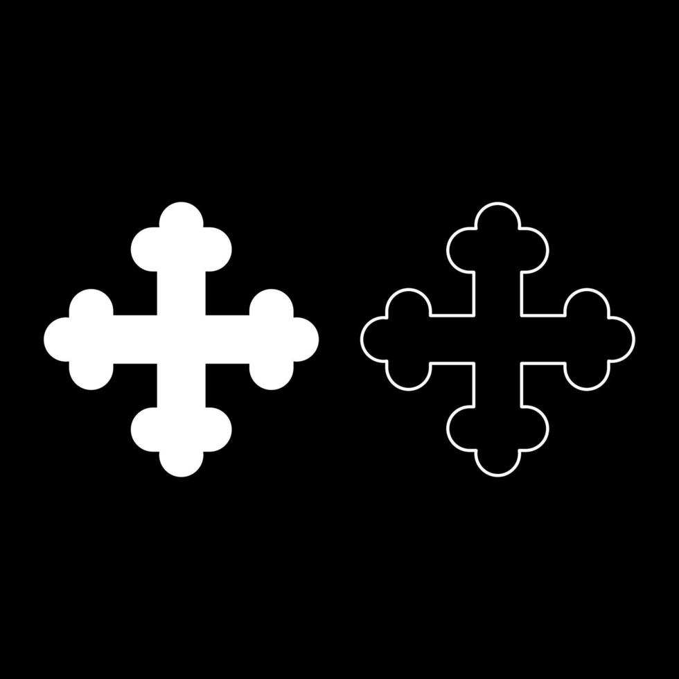 Cross trefoil shamrock Cross monogram Religious cross icon set white color vector illustration flat style image