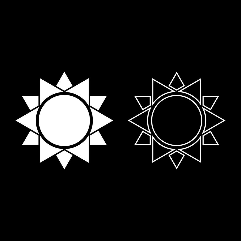 Sun icon set white color vector illustration flat style image