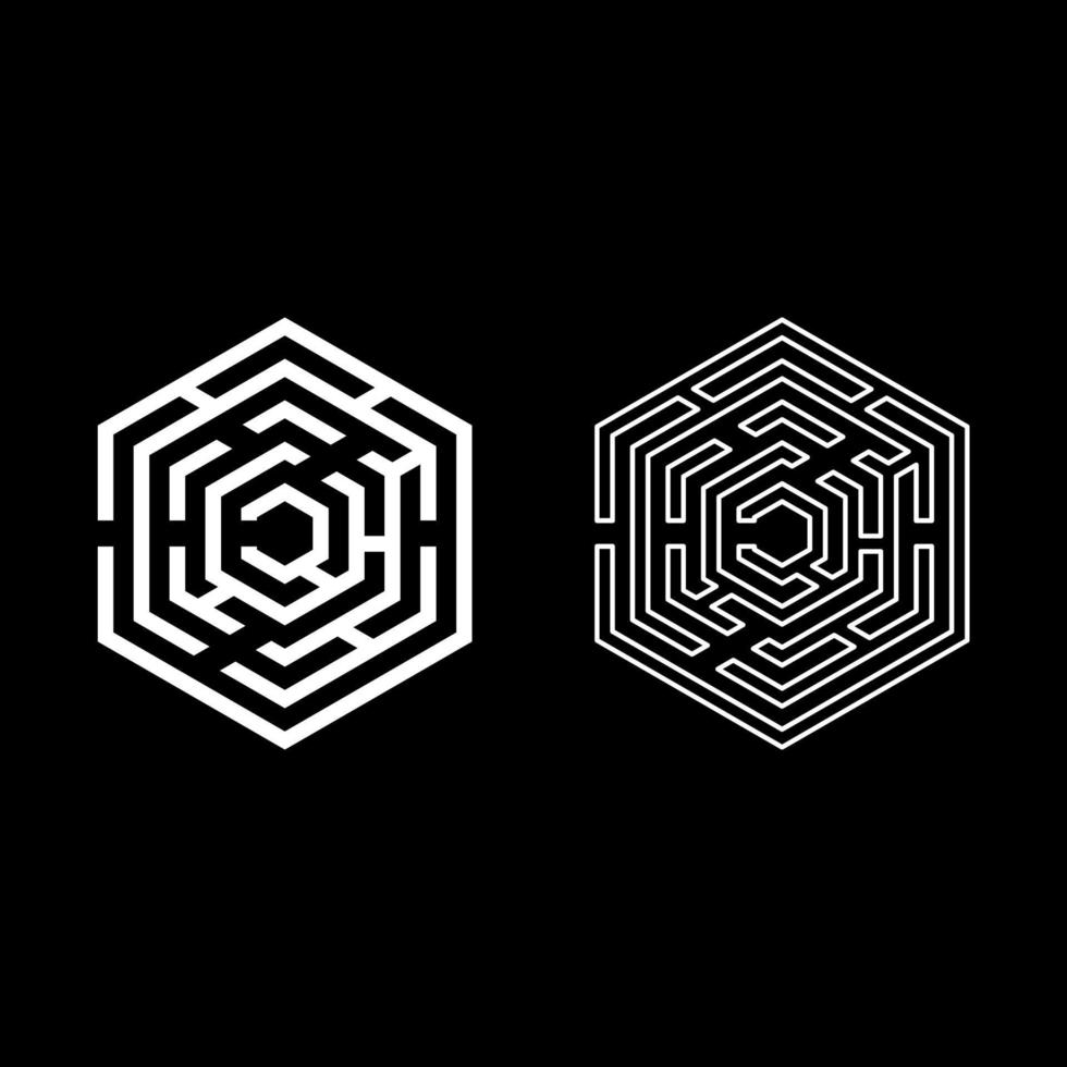 laberinto hexagonal laberinto hexagonal laberinto con seis iconos de esquina conjunto color blanco vector ilustración estilo plano imagen