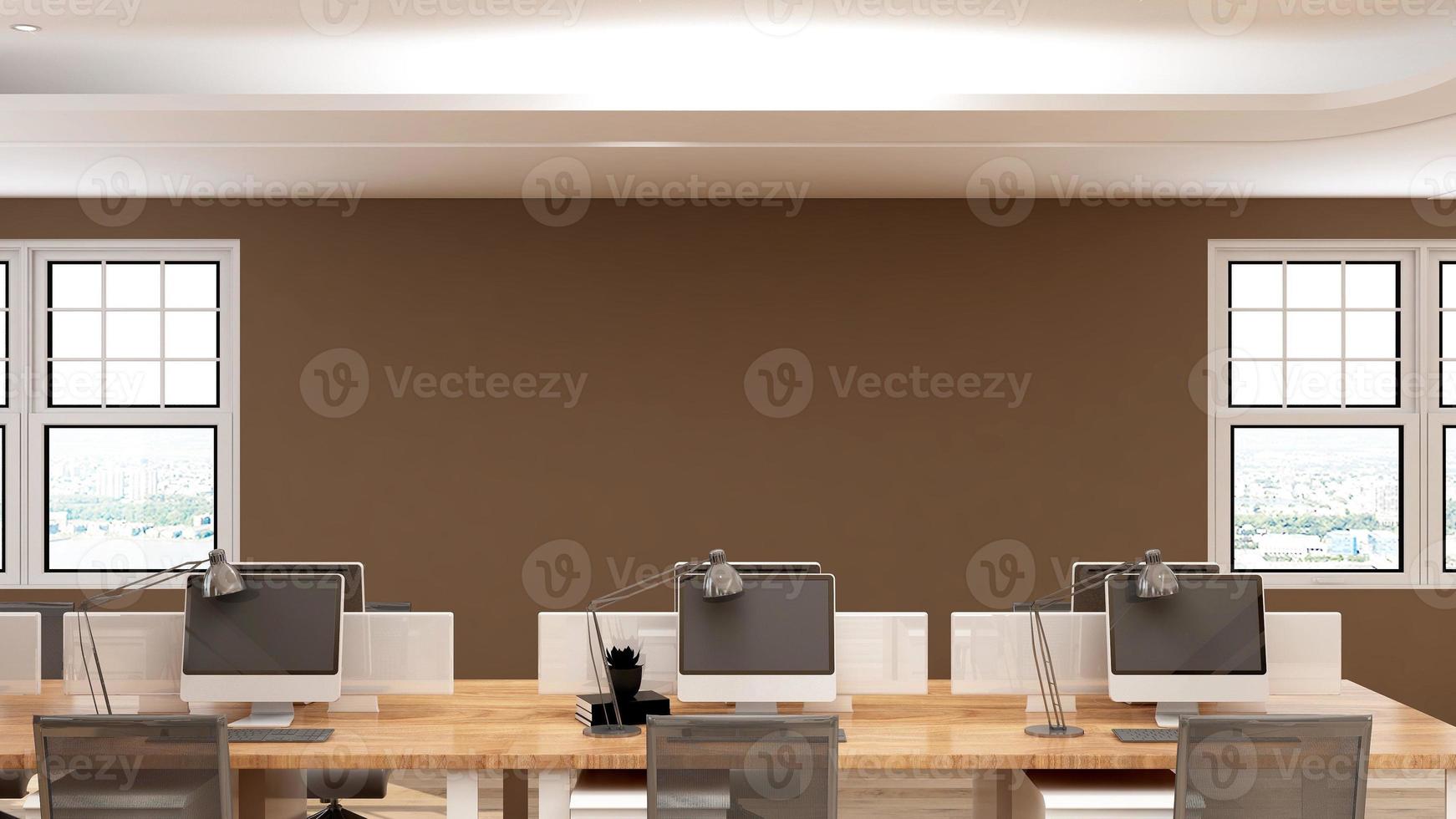 3D Render Office Workspace Modern Minimalist mockup photo