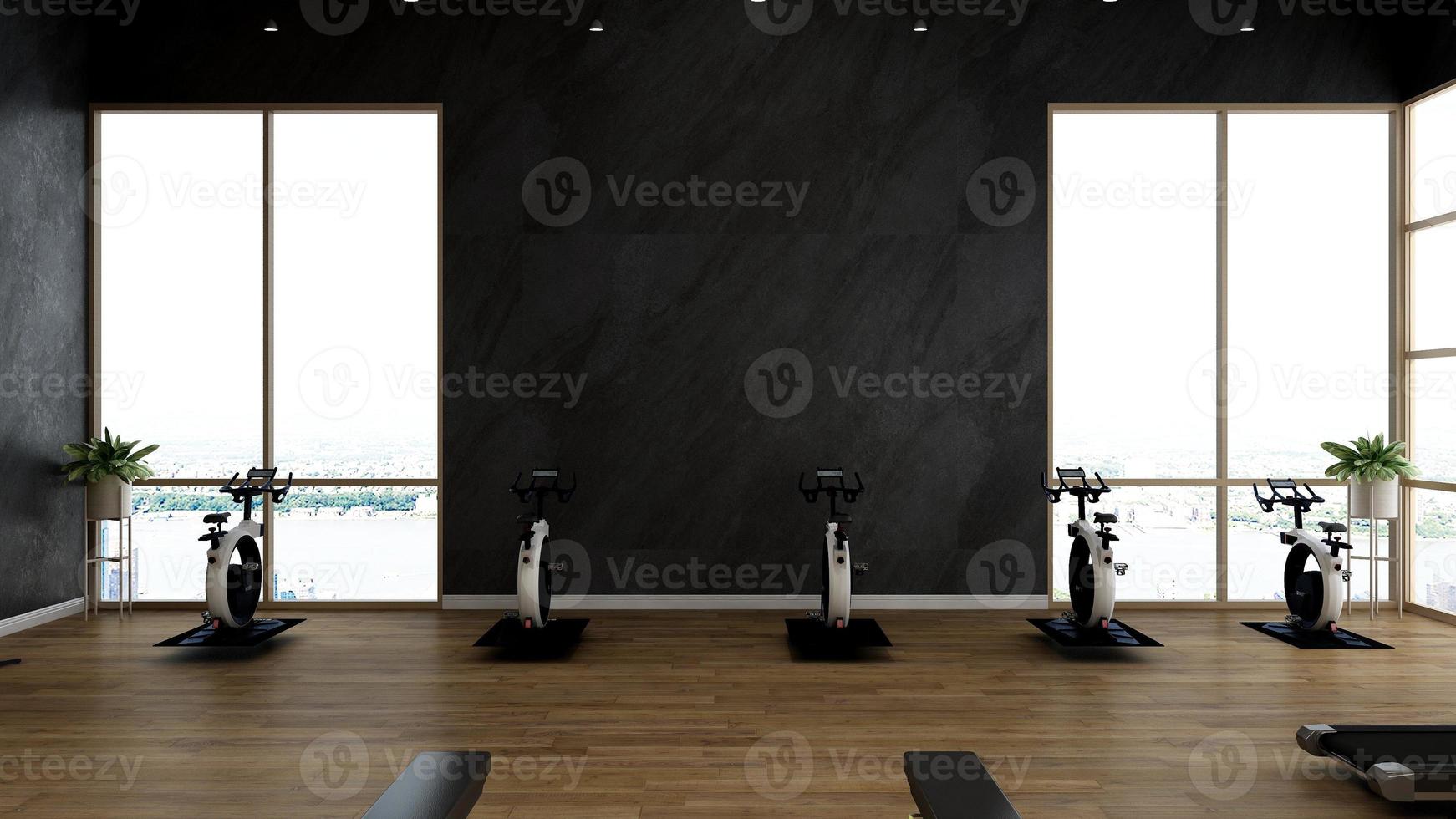 3d render - Modern minimalist of gym interior design concept mockup photo