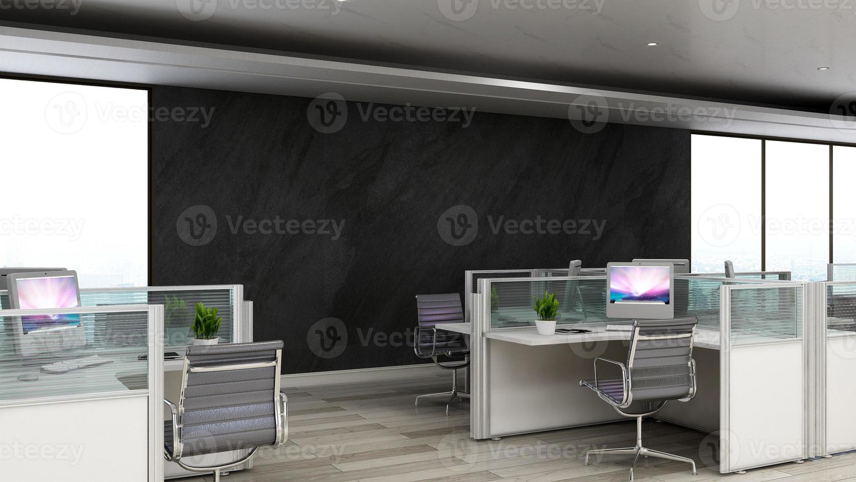 3D Render Realistic Office Workspace Modern Minimalist mockup photo