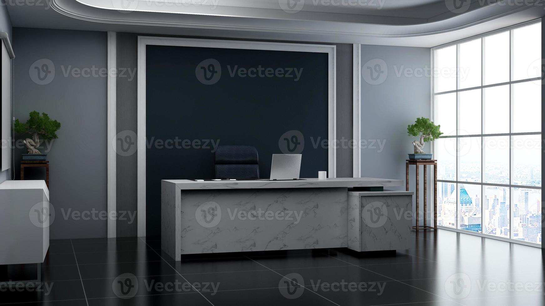 3D Render Registration Room with modern minimalist interior design concept photo