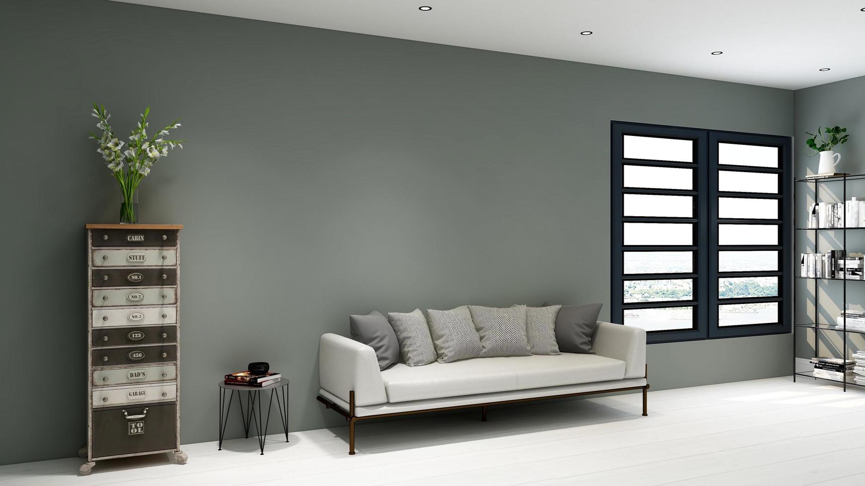 3d render executive lounge wall mockup design photo