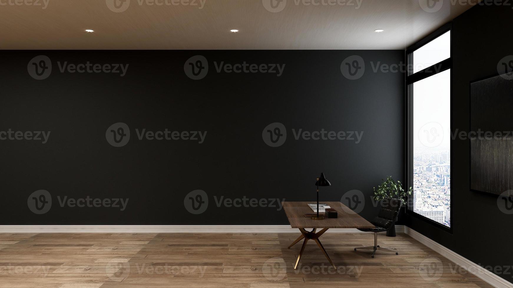 3D render mockup comfortable study room mockup with rustic modern minimalist concept photo