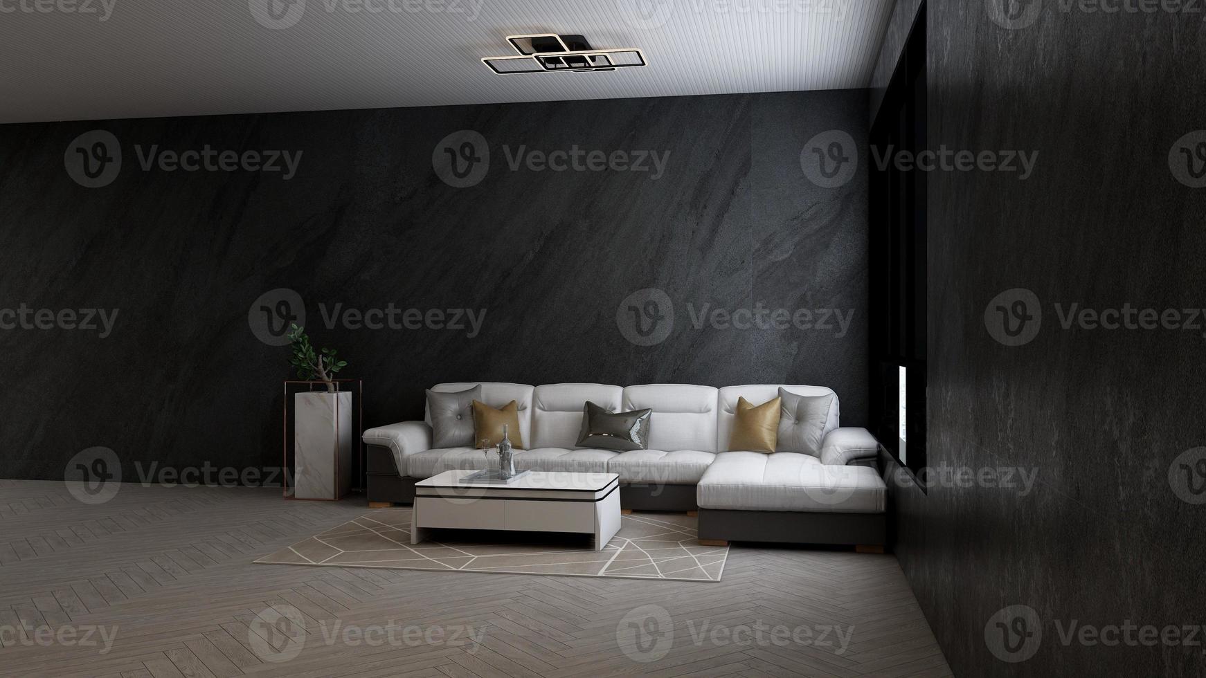 3d render executive lounge wall mockup design photo