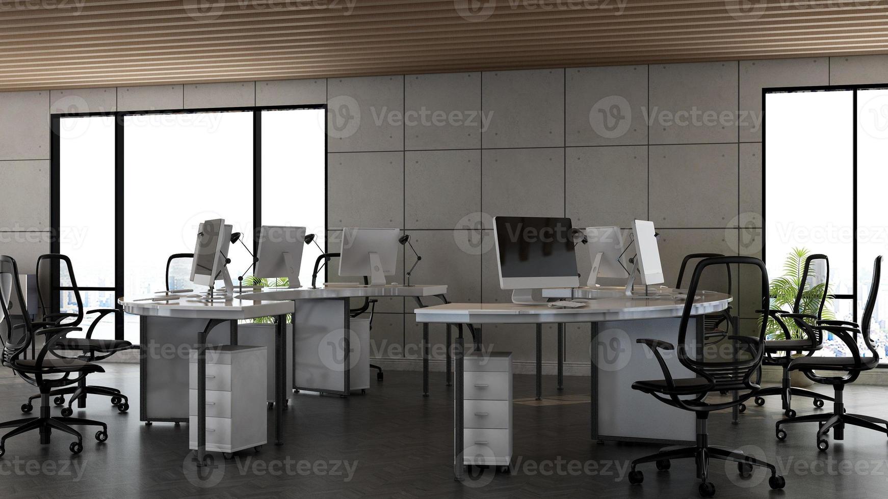 3D Render Realistic Office Workspace Modern Minimalist mockup photo