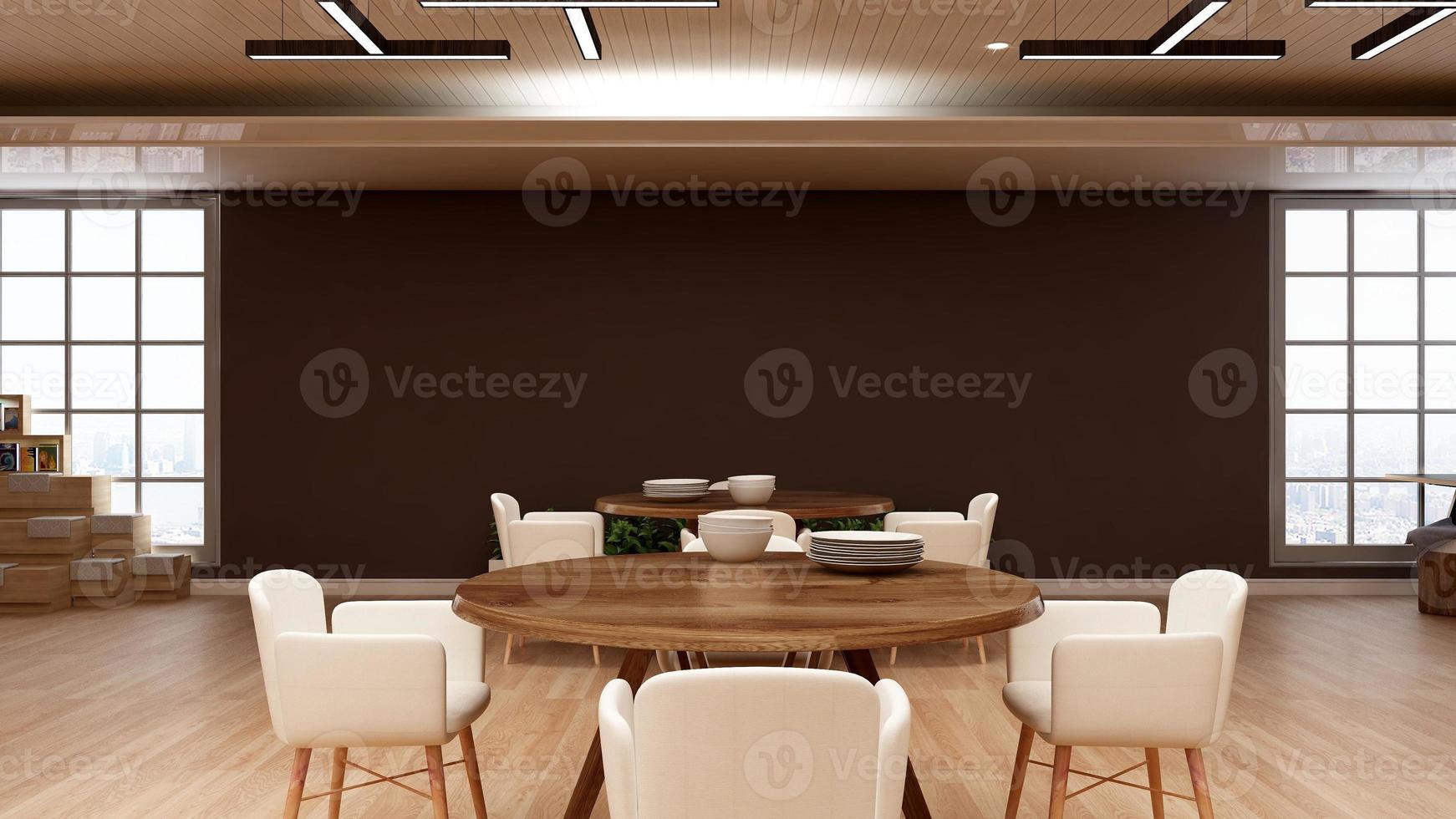 3d render luxury restaurant interior for wall mockup photo