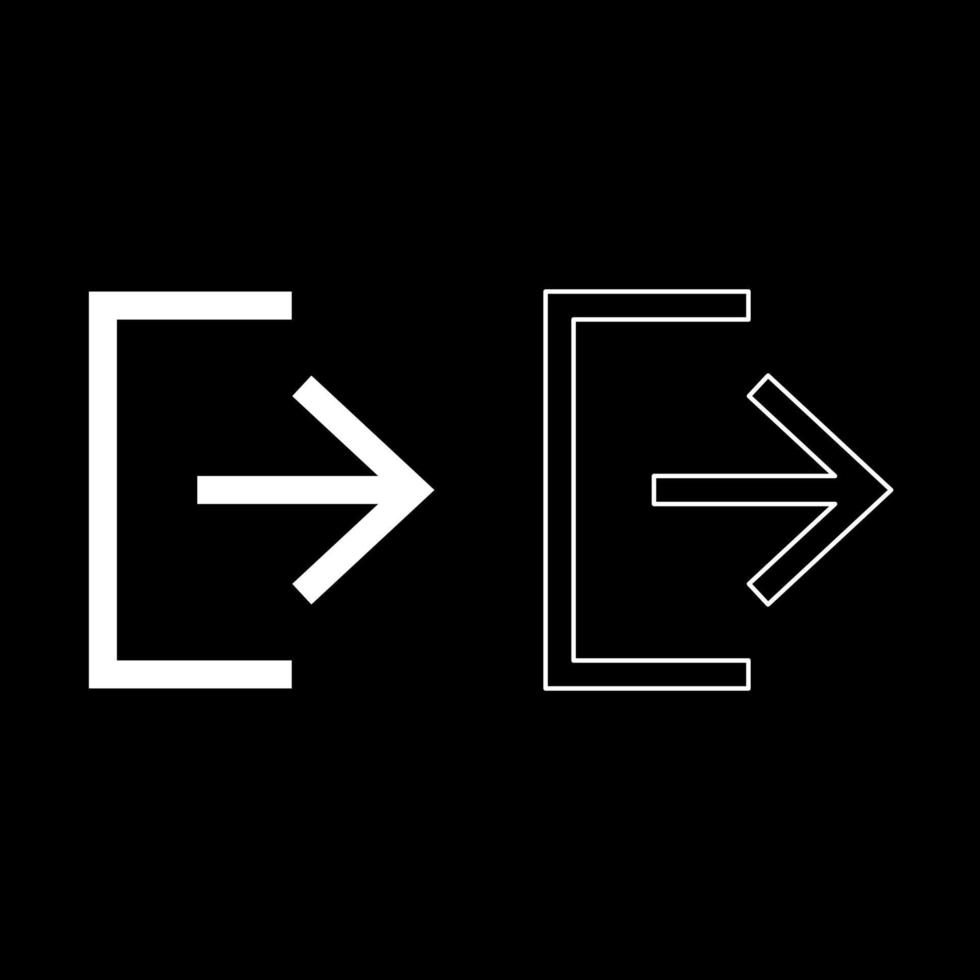 icono de salida de símbolo establecido en color blanco ilustración estilo plano simple imagen vector