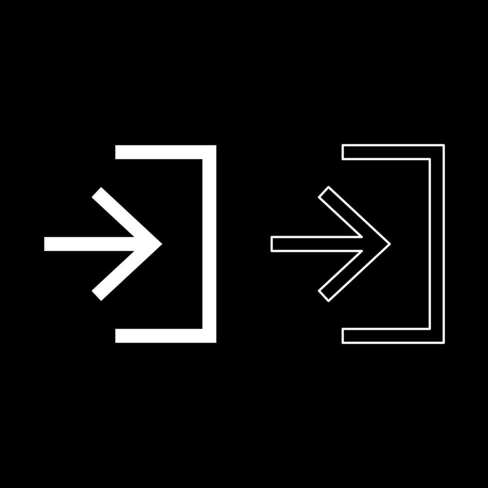 Entry input enter door icon set white color illustration flat style simple image vector
