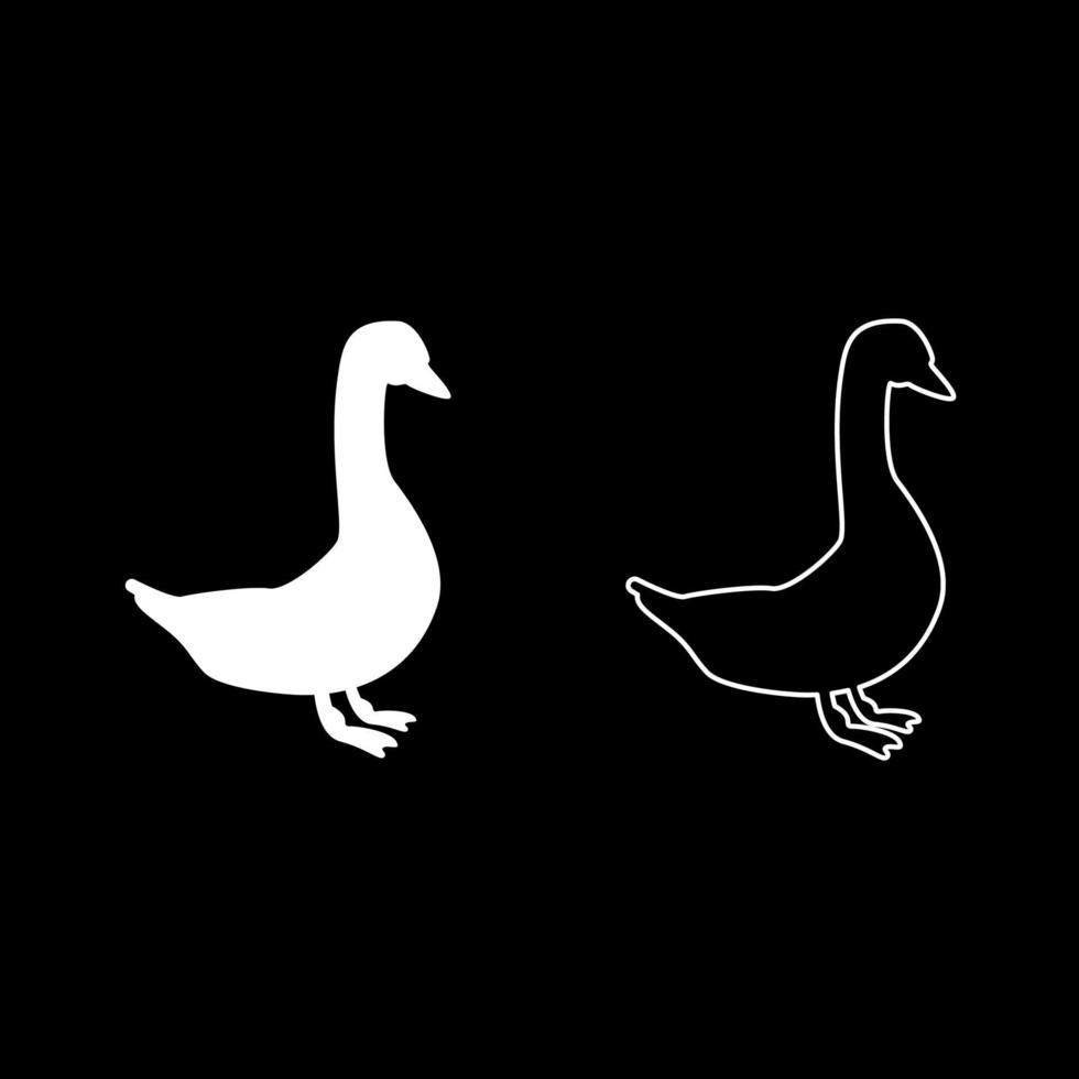 Goose icon set white color illustration flat style simple image vector