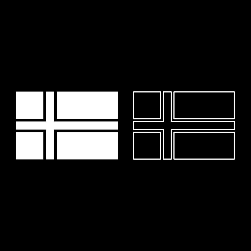 Flag of Norway icon set white color illustration flat style simple image vector