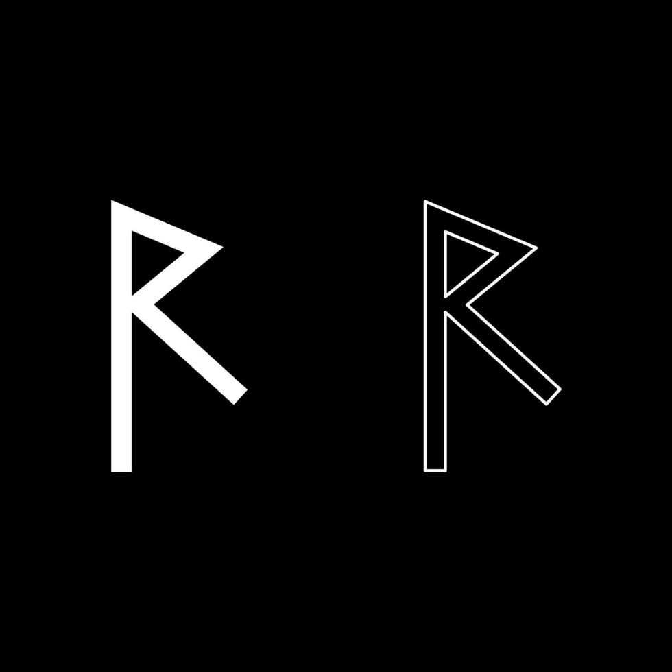 Raido rune raid symbol road icon set white color illustration flat style simple image vector