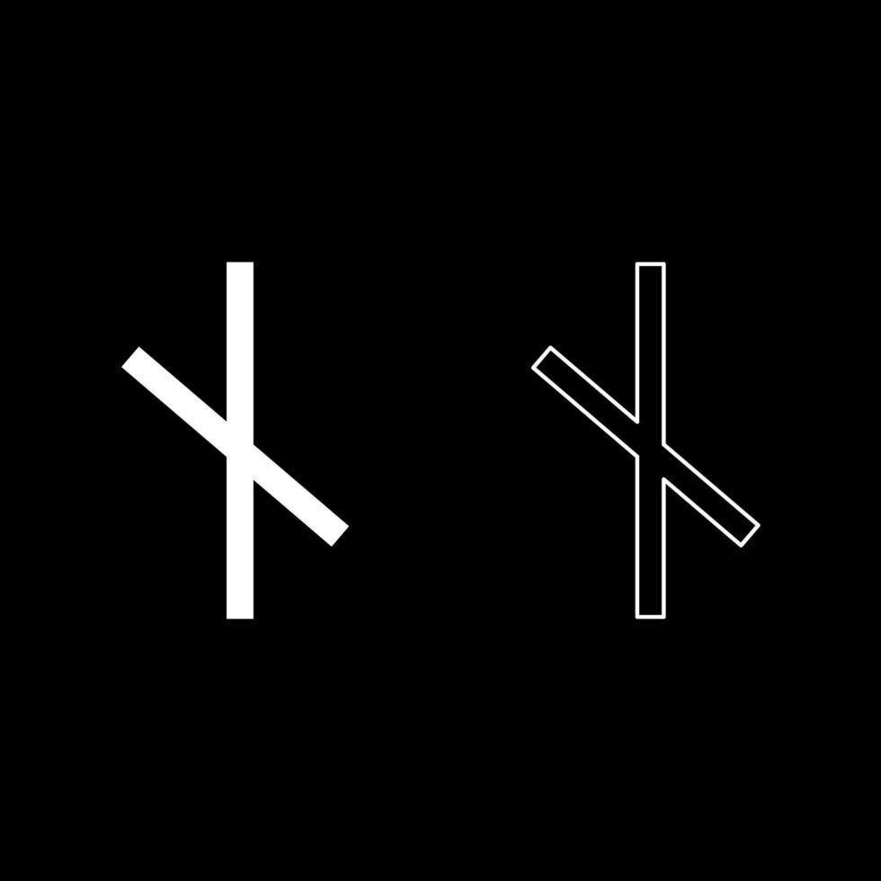 Nauthis rune Neidis need night not symbol icon set white color illustration flat style simple image vector