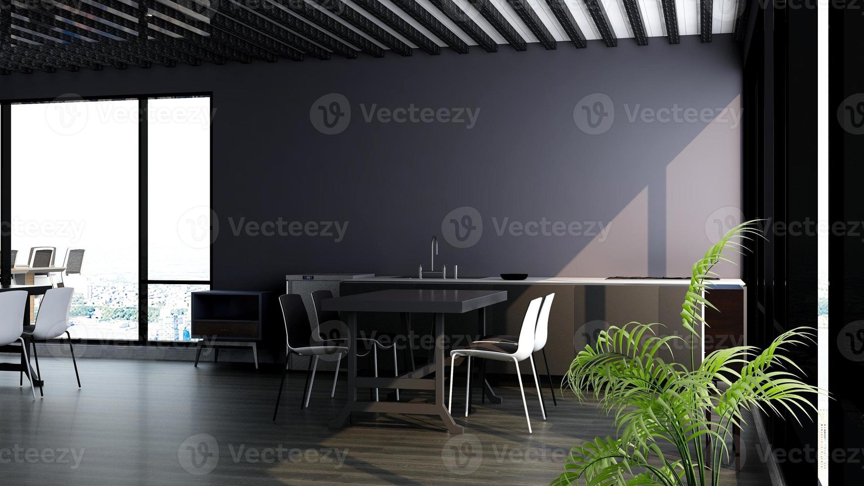 3d render of minimalist office pantry photo
