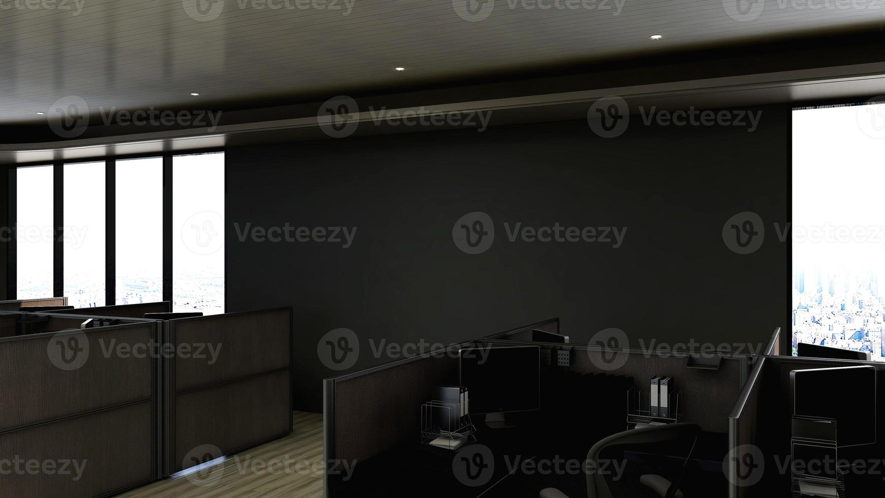 3D Render Realistic Office Workspace Modern Minimalist mockup photo