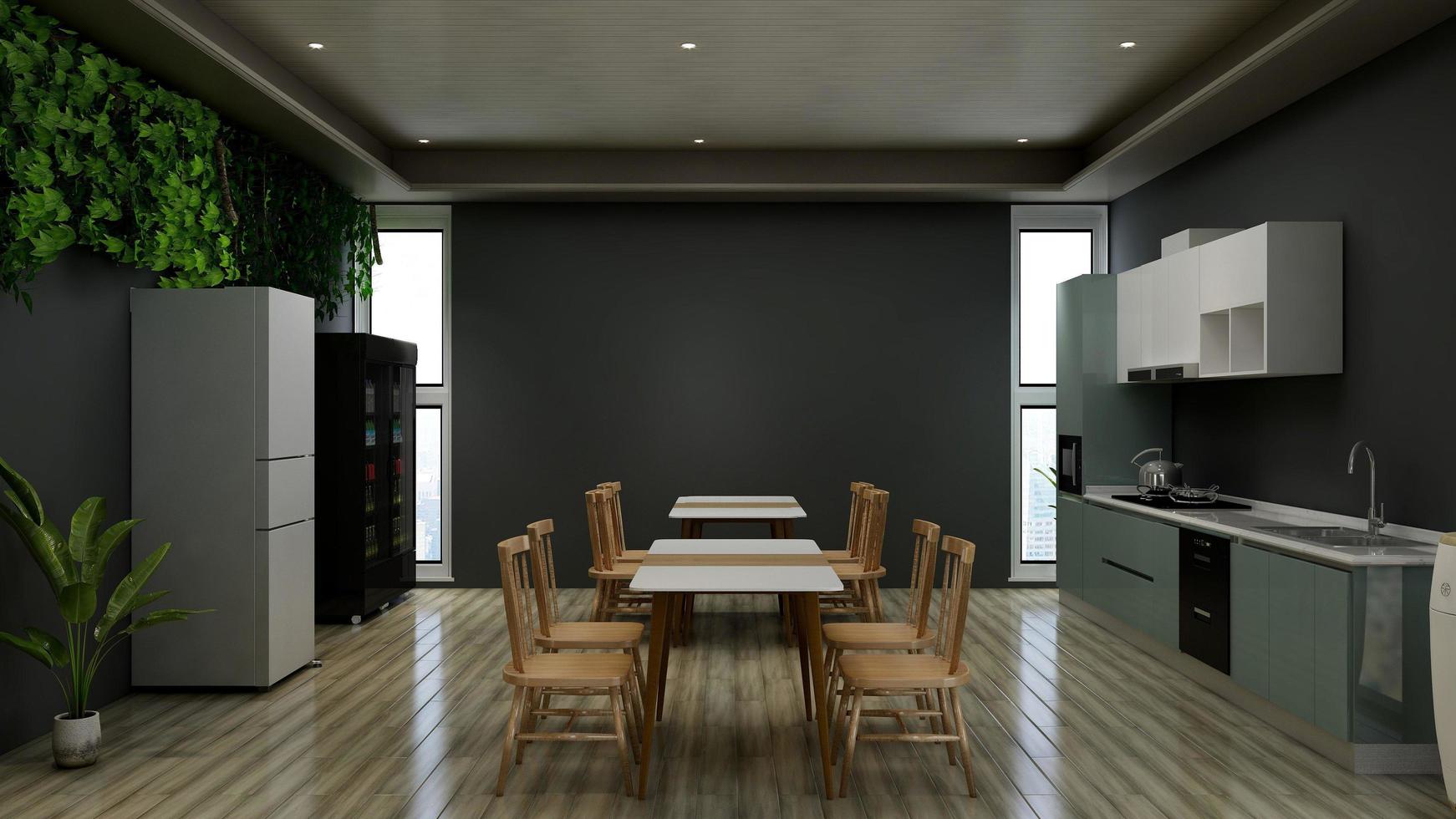 3d render of minimalist office pantry photo