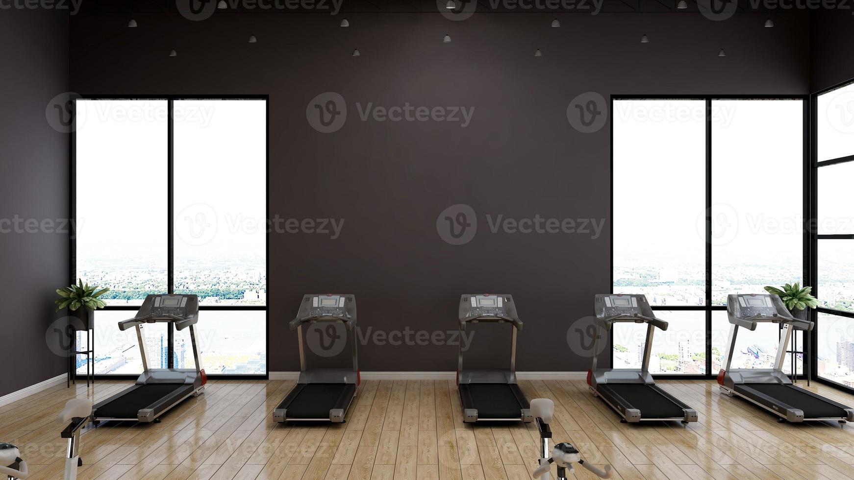 3d render - Modern minimalist of gym interior design concept mockup photo