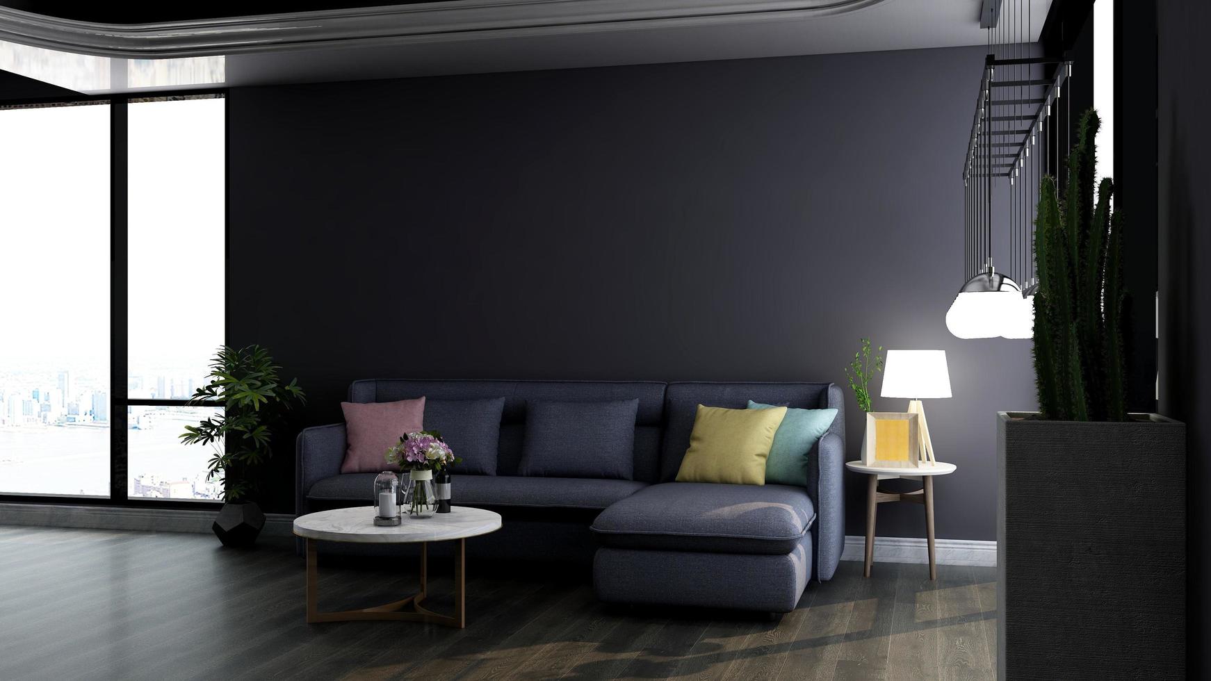 3d render executive lounge wall mockup design photo
