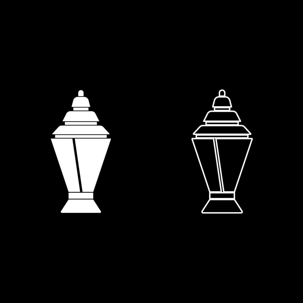 Ramadan kareem lantern or fanous icon set white color illustration flat style simple image vector