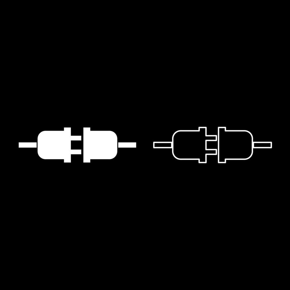 Socket and plug icon set white color illustration flat style simple image vector