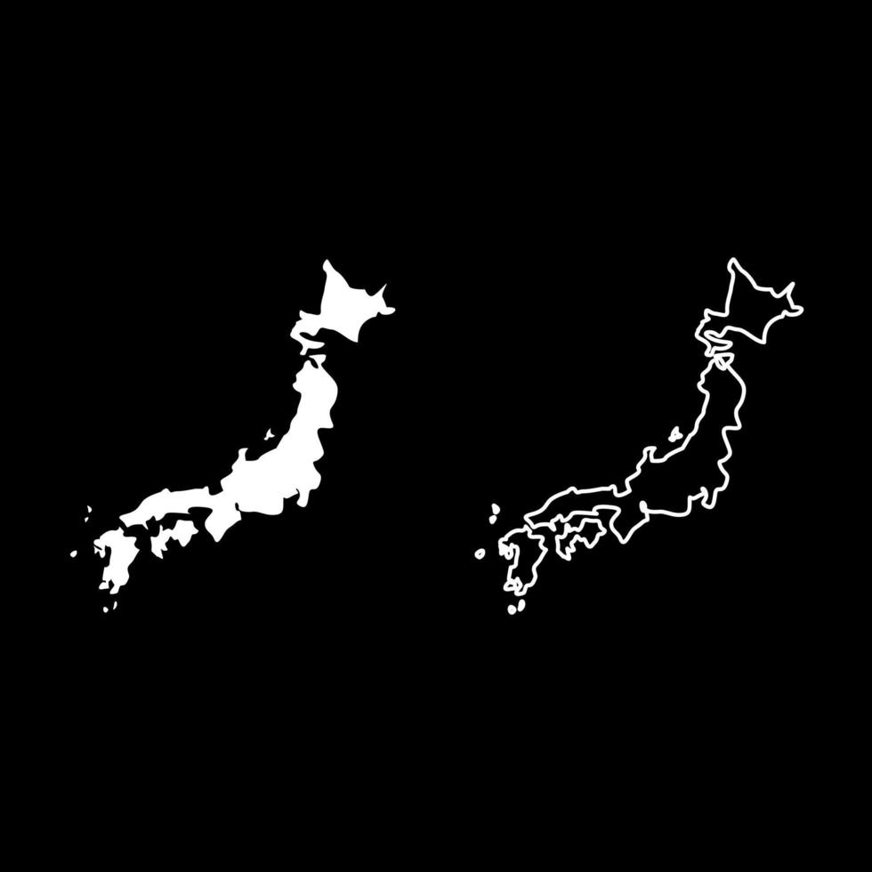 Map of Japon icon set white color illustration flat style simple image vector