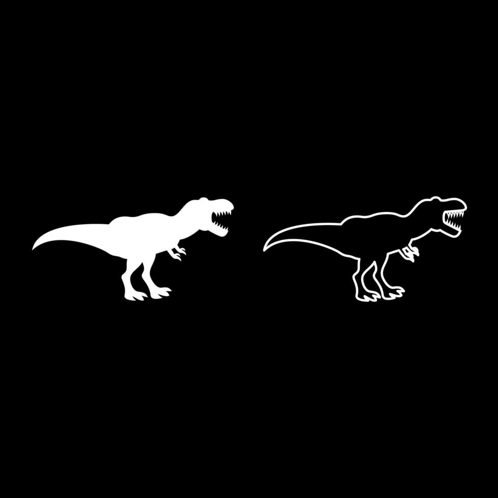 dinosaurio tiranosaurio t rex conjunto de iconos color blanco ilustración estilo plano imagen simple vector