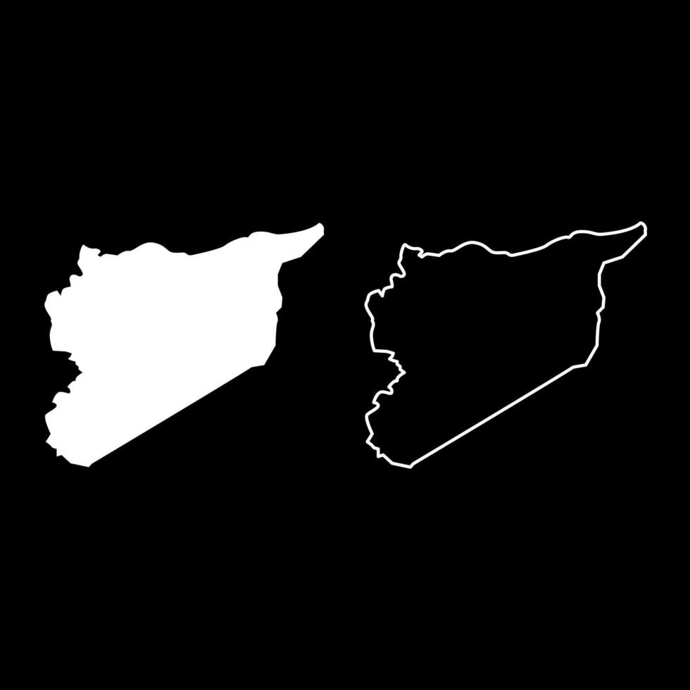 mapa de siria conjunto de iconos ilustración de color blanco estilo plano imagen simple vector