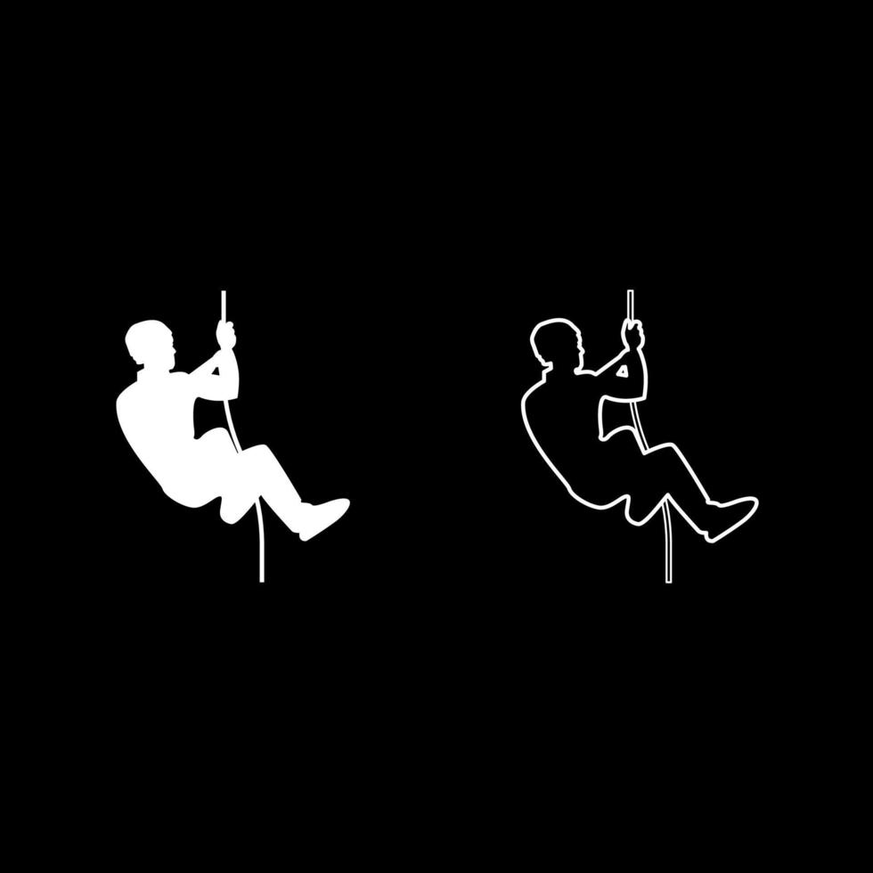Rock climber icon set white color illustration flat style simple image vector