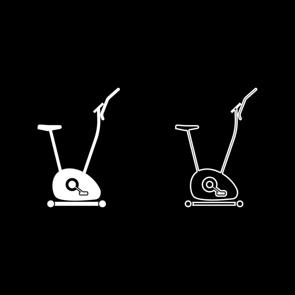 Exercise bicycle Stationary bike Exercycle icon set white color illustration flat style simple image vector