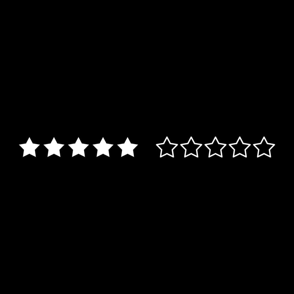 Five stars 5 stars rating concept icon outline set white color vector illustration flat style image