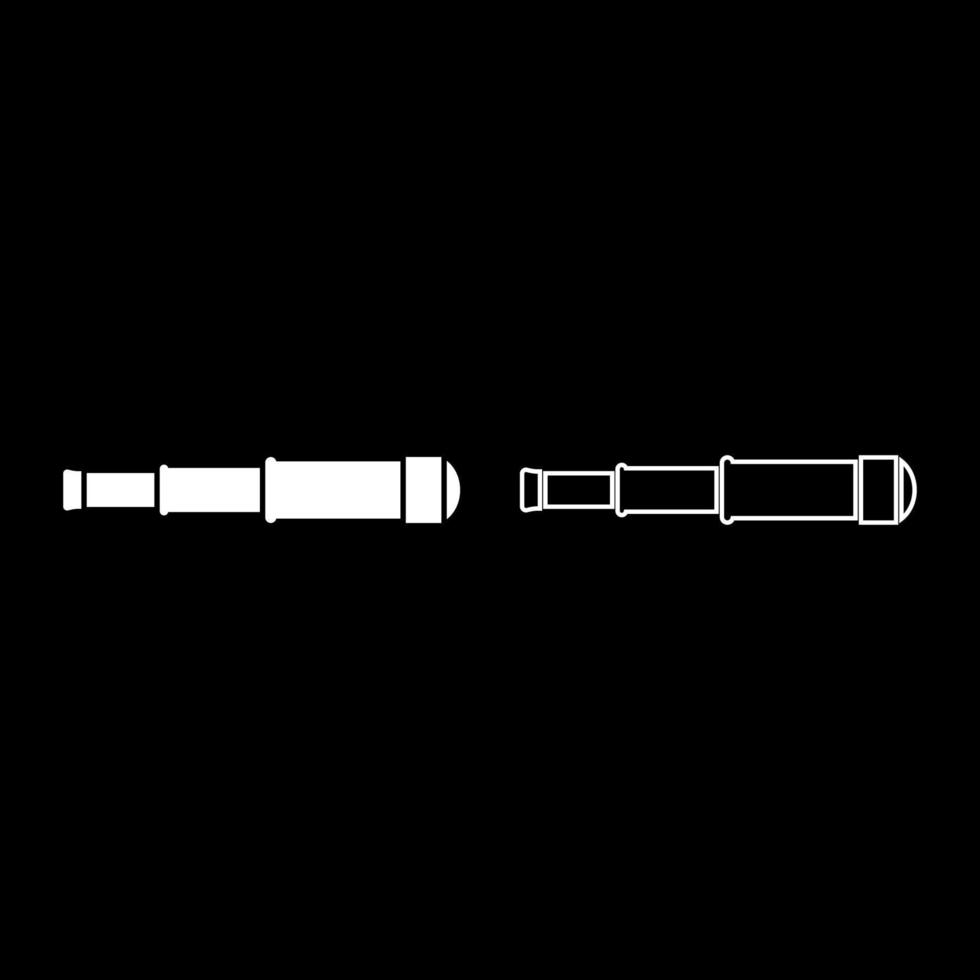 Spyglass Monocular Telescope lens icon outline set white color vector illustration flat style image
