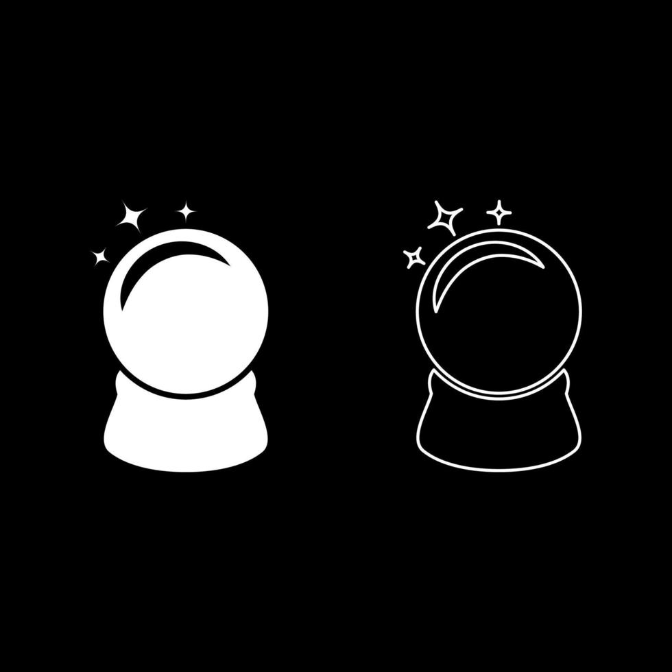 Crystal ball Glass sphere Spirutual concept Magic crystal ball icon outline set white color vector illustration flat style image