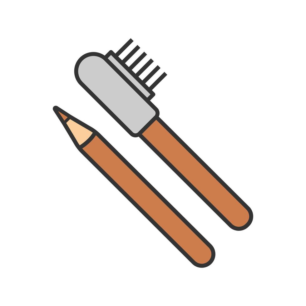 lápices de cejas con icono de color de pincel. lápiz de maquillaje maquillaje y perfilado de cejas. ilustración vectorial aislada vector
