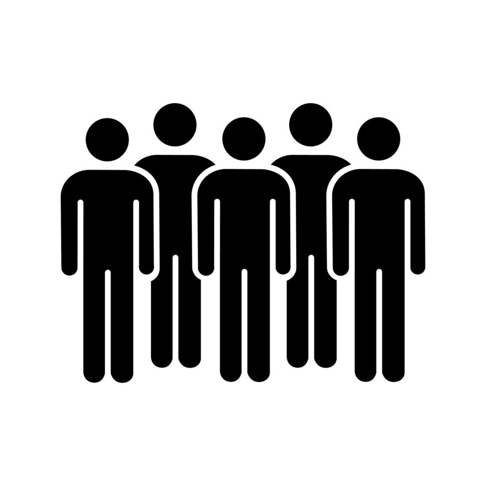 Meeting glyph icon. Coalition policy. Protesters. Group of people. Voters, electorate. Social and political movement participants. Crowd. Silhouette symbol. Vector isolated illustration