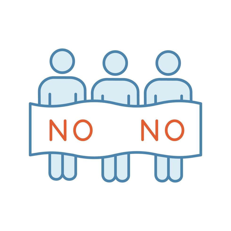 Protest event color icon. Political protest. Activists. Social movement. Public opinion. Demonstration, meeting. Collective action. Unconventional participation. Isolated vector illustration