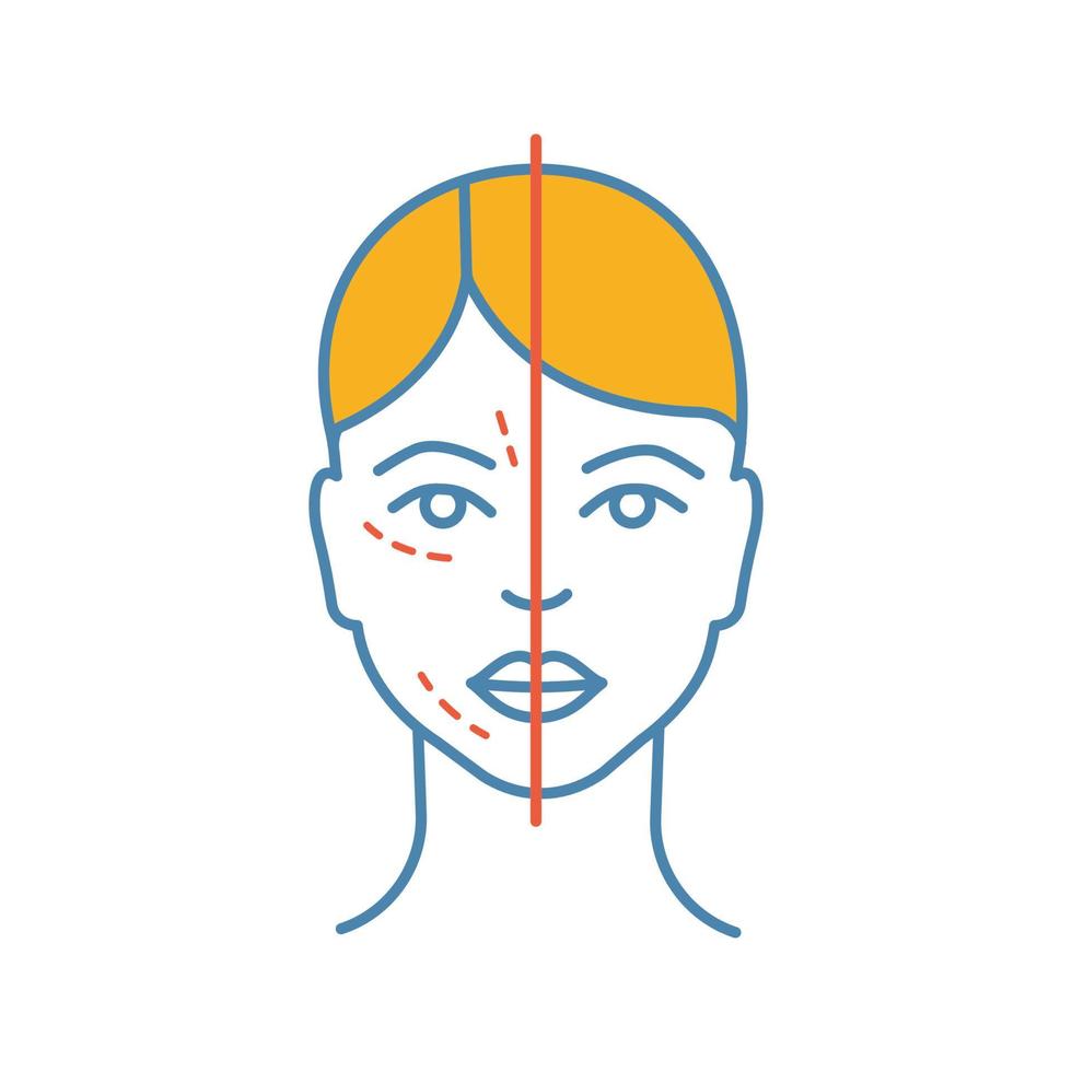 antes y después del icono de color de la inyección de neurotoxina. procedimiento cosmético. rejuvenecimiento facial. medicina estética. cosmetología. ilustración vectorial aislada vector