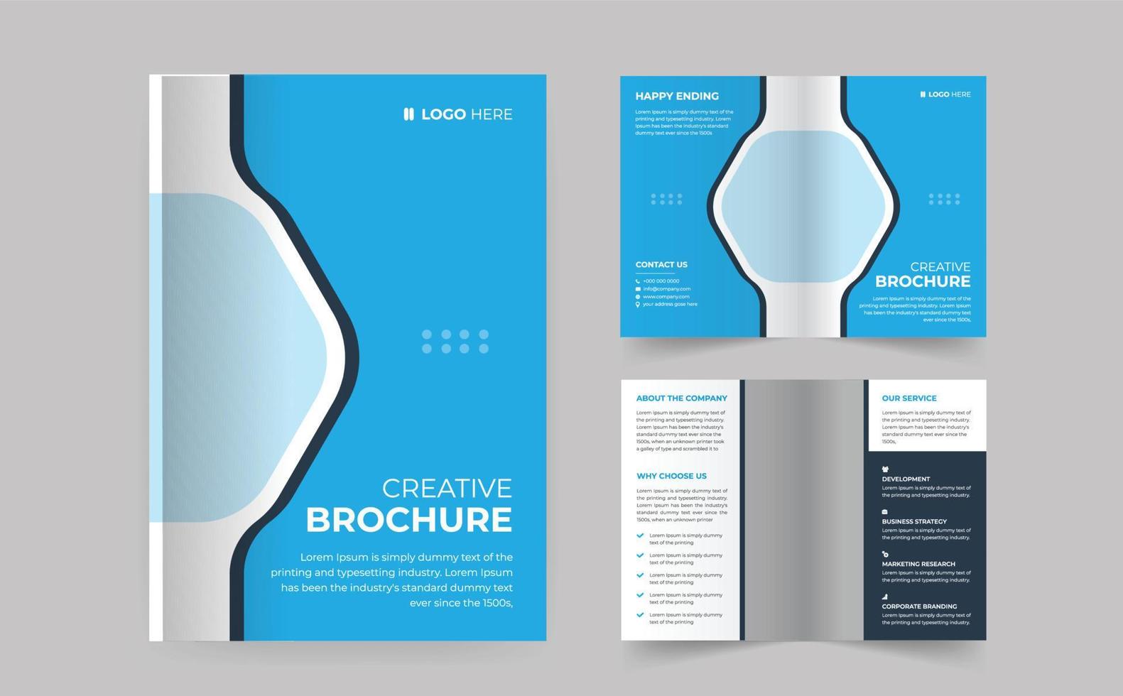 modern creative corporate business 4pg bifold brochure design template vector