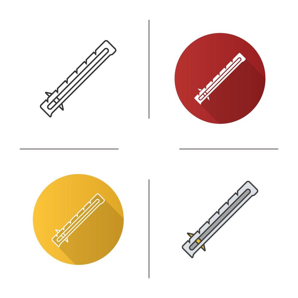 Sewing gauge icon. Flat design, linear and color styles. Ruler. Isolated vector illustrations