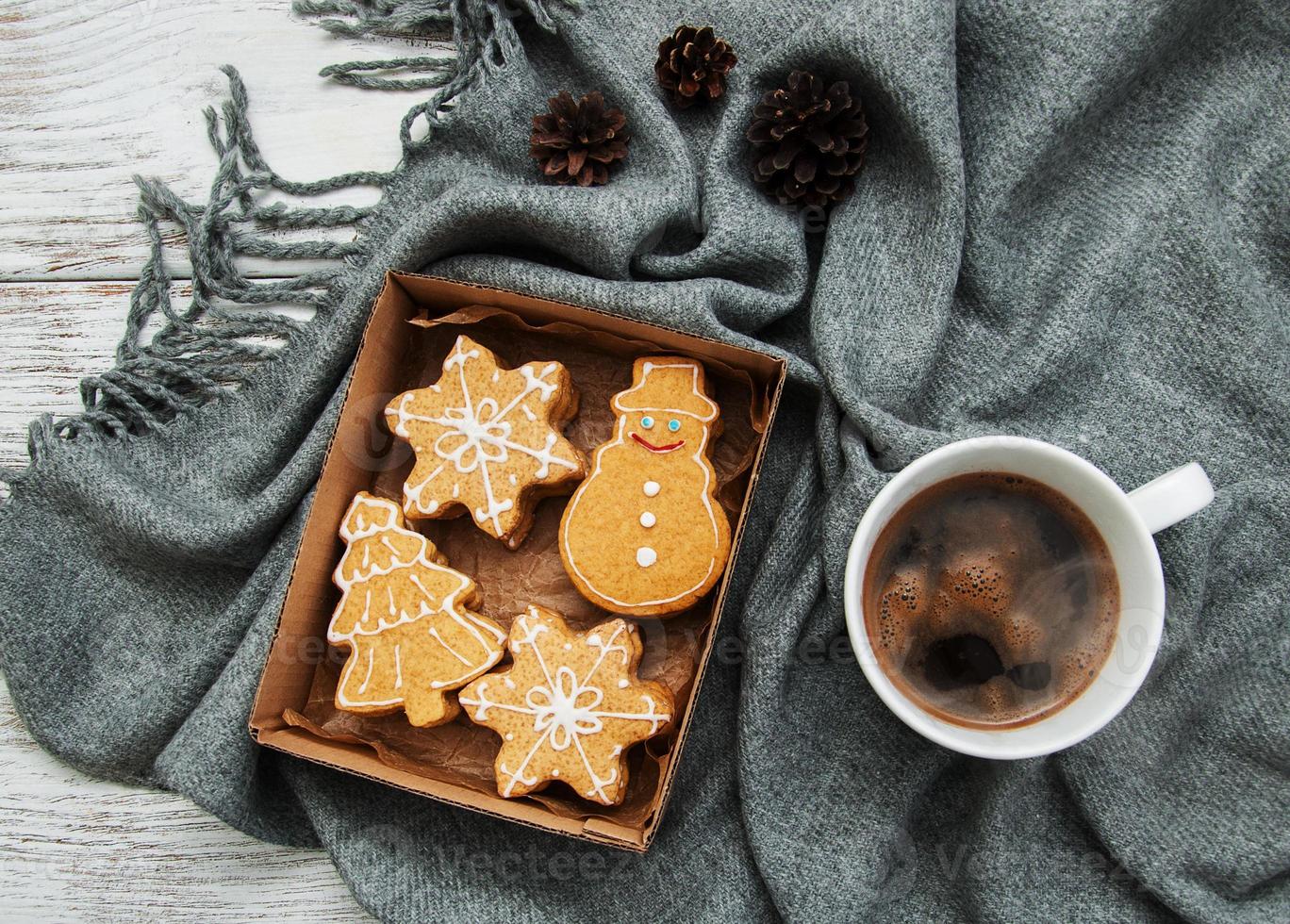 Box with Christmas cookies photo