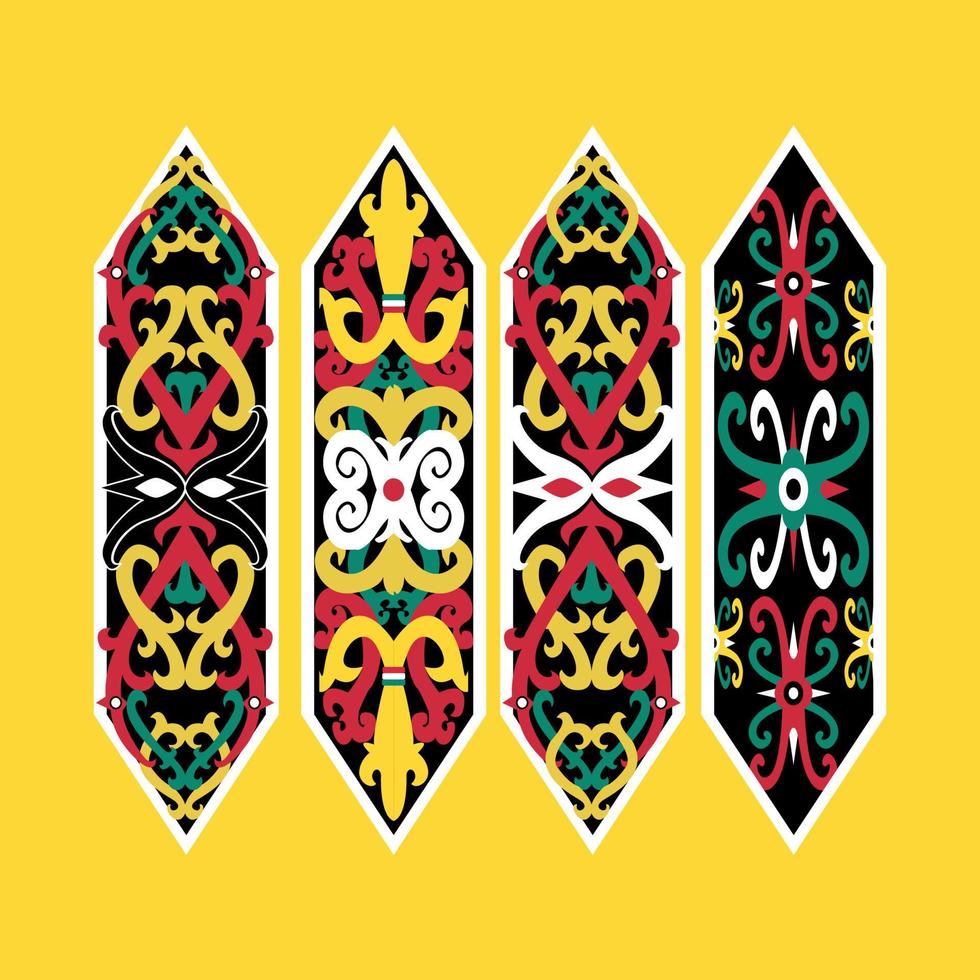 tarditional dayak tribe shield ornament from central borneo indonesia vector