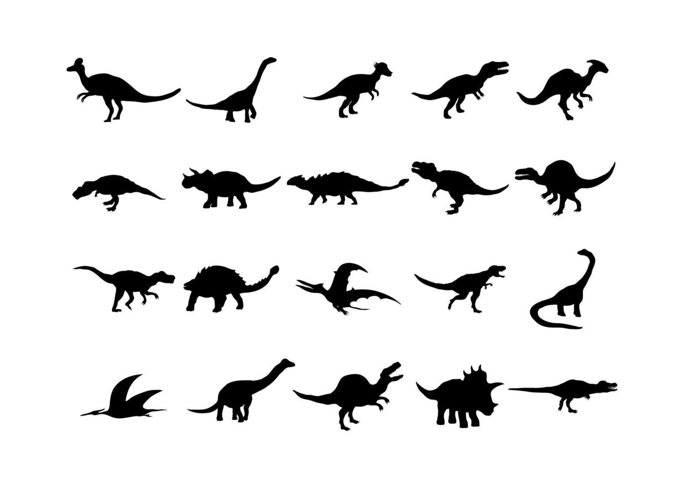 conjunto de iconos de animales prehistóricos de dinosaurios vector