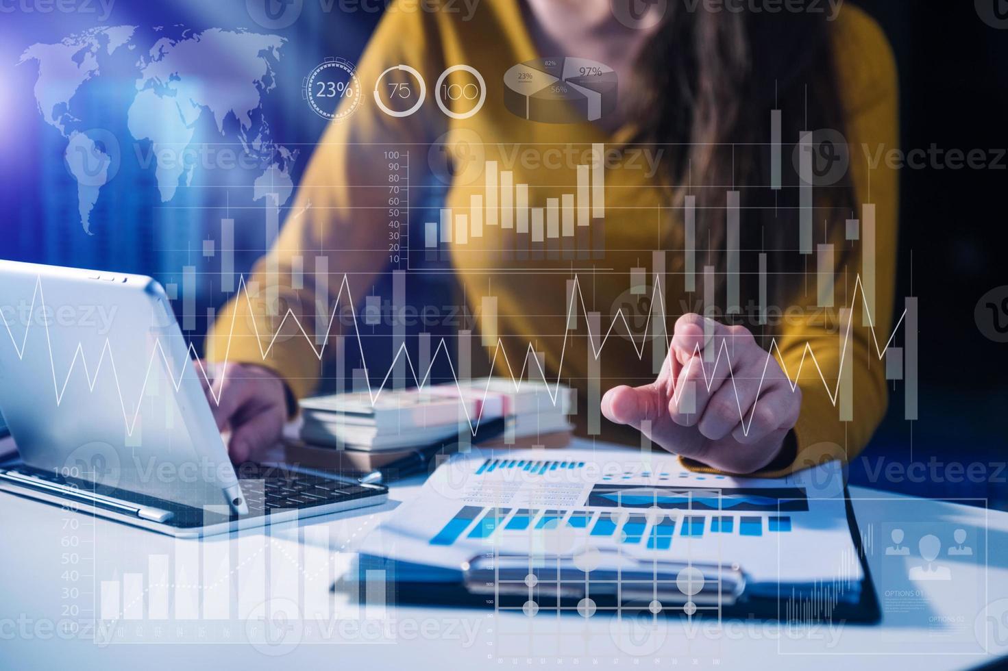 Intelligence and business analytics with dashboard concept.Website designer working photo
