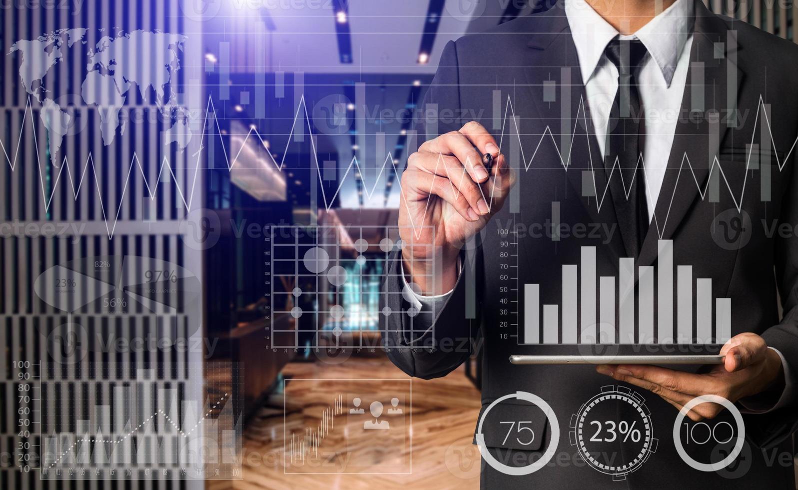 Intelligence  and business analytics  with dashboard concept. photo