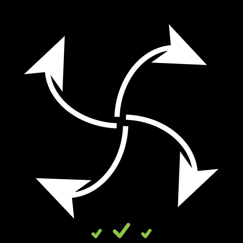 Four arrows in loop from center white icon . vector