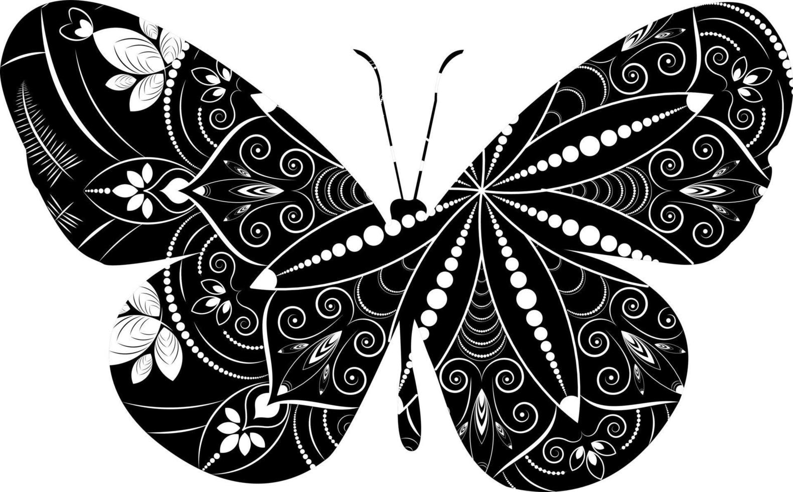 Butterfly Mandala, Decorative Luxury Black And White Floral mandala , Free Vector