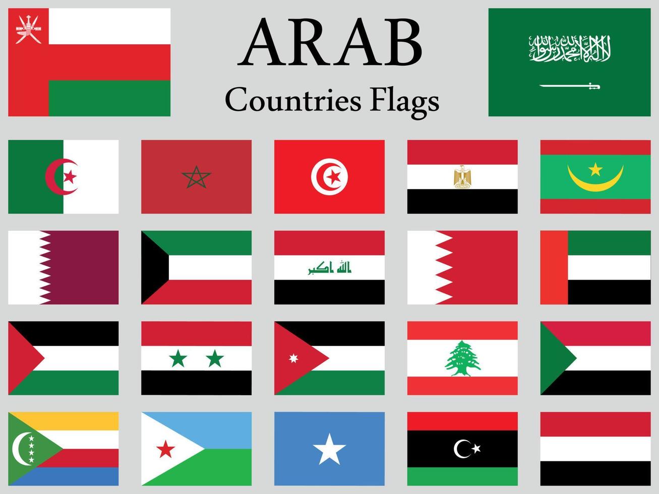 Set of The 22 Arab Countries Flags Design vector