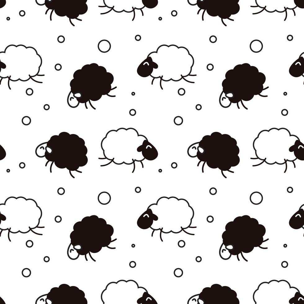 cute sheep comic seamless pattern background vector