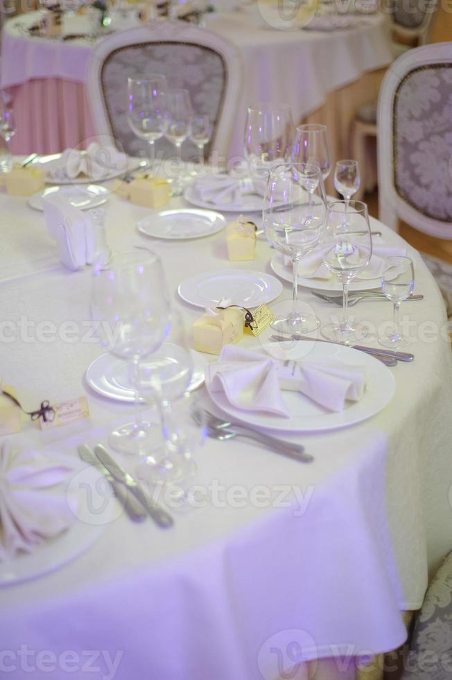 Beautiful flowers on table in wedding day photo